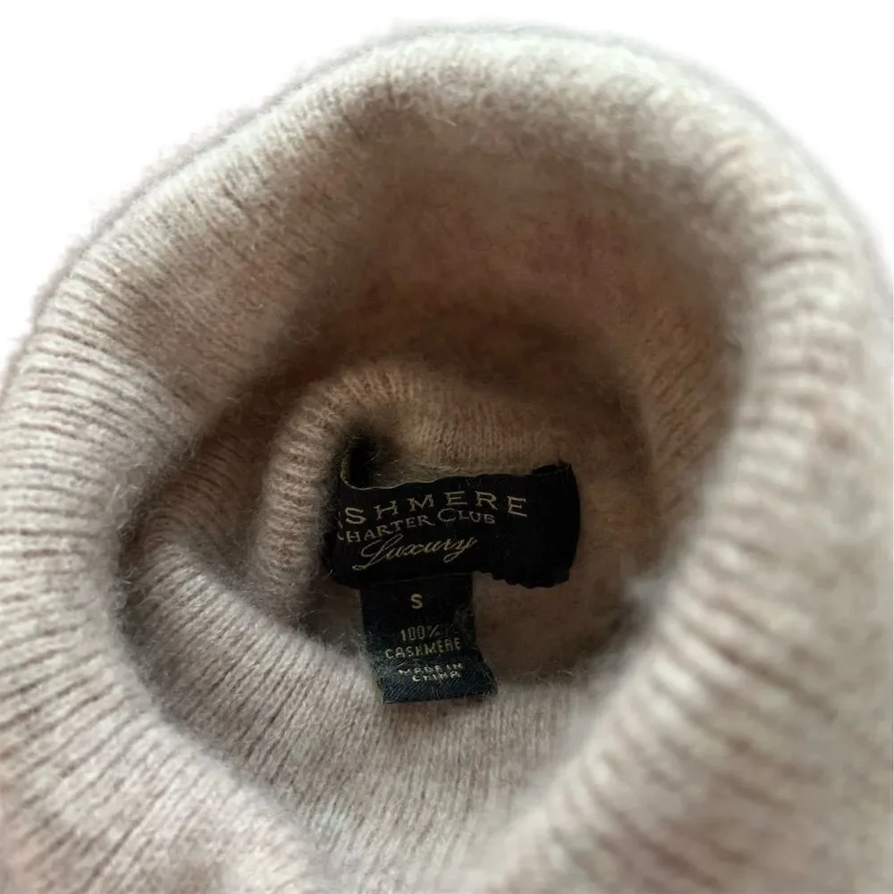 Charter club Women's Cashmere Turtleneck Sweater Beige Size XS - Picture 2 of 13